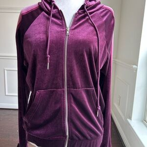 Forever 21 Purple Zip-Up Hoodie with rainbow strip running down sleeves, sz S